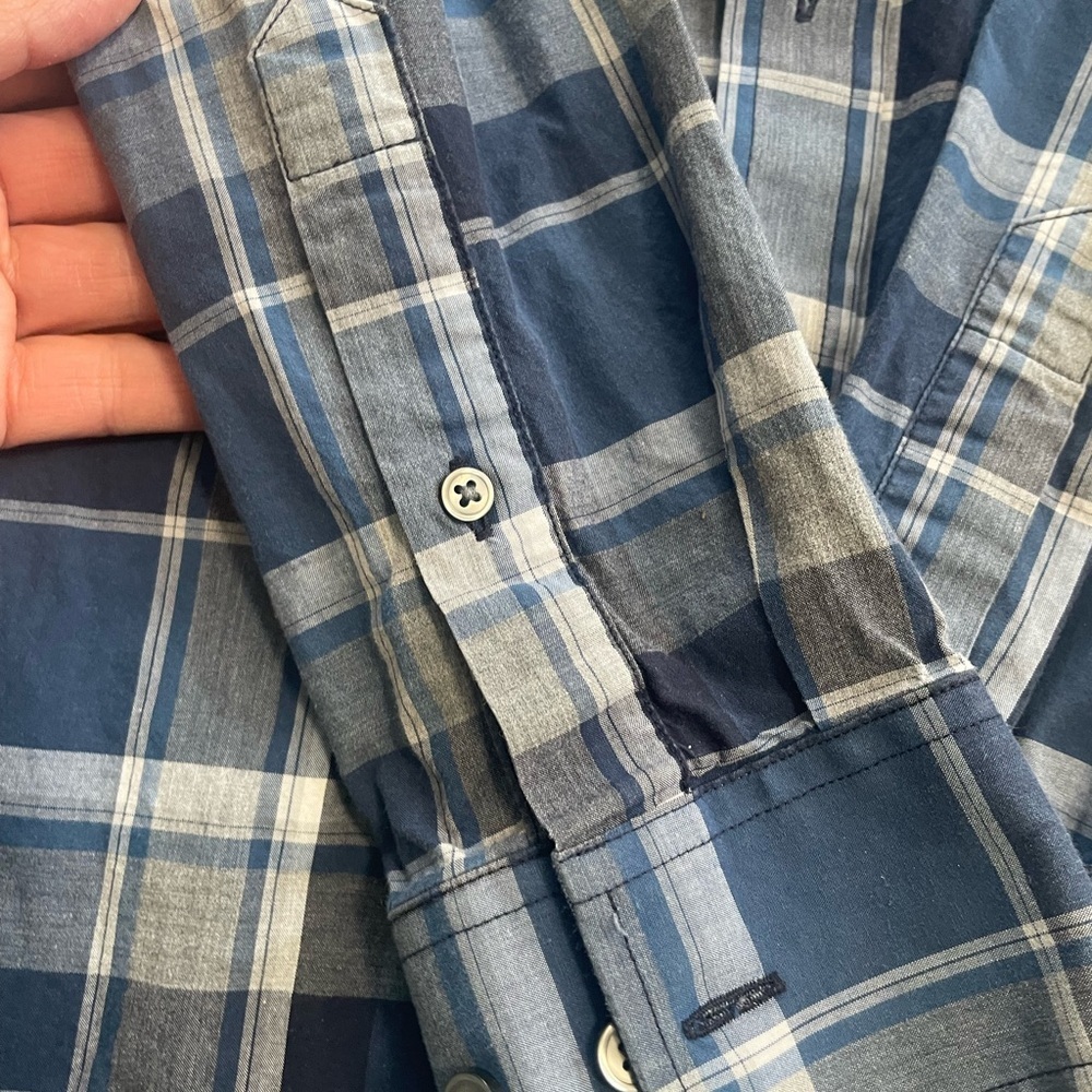 Banana Republic Navy and White Plaid Shirt - Picture 3 of 4